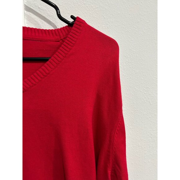 JCP Red V Neck Sweater Mens Combed Cotton Sz Large - Picture 4 of 10